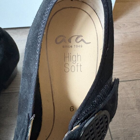 ARA Black Suede 1.5" Heel Mary Janes with Velcro Closure - Picture 6 of 10